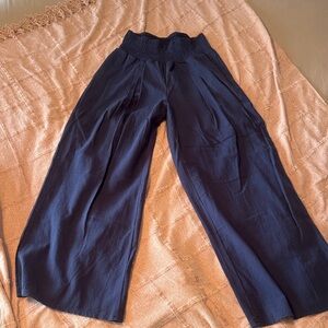 Navy Wide-Leg Pants